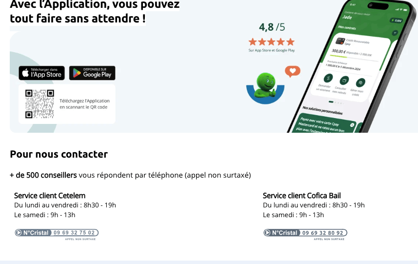 Appelez Cetelem au 09 69 32 75 02 pour joindre le service client